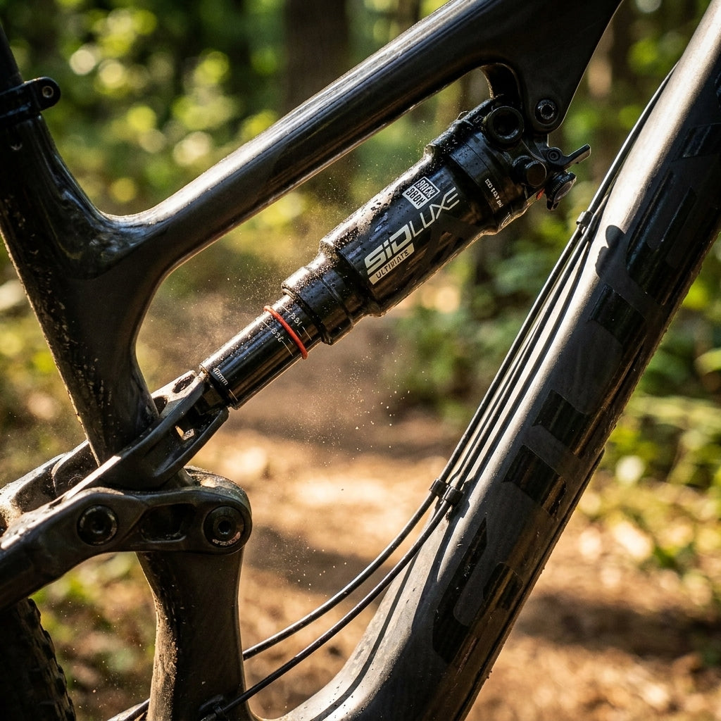 Rockshox SIDLuxe Ultimate Dämpfer für Mountainbikes. Hochleistungs-XC-Federung mit 3-Positionen-Remote und Trunnion-Mount.