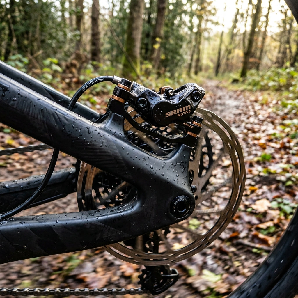 SRAM Motive Bronze hinten (Stealth Hose) - kraftvolle 4-Kolben-Scheibenbremse für XC & Trail