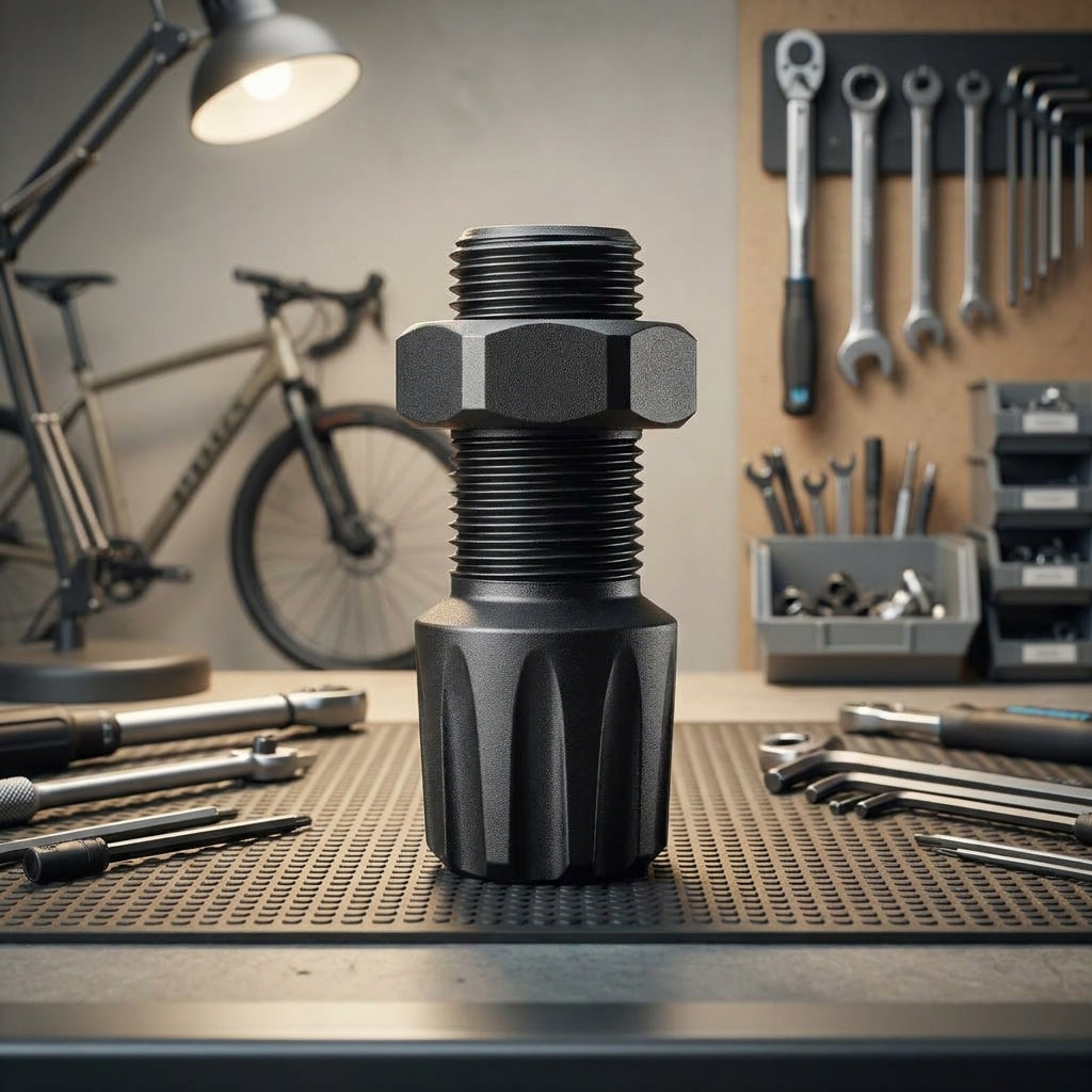 SHIMANO Einstellschraube BL-C6000 M10x16mm inkl. Mutter auf Werkbank für Fahrradreparatur.