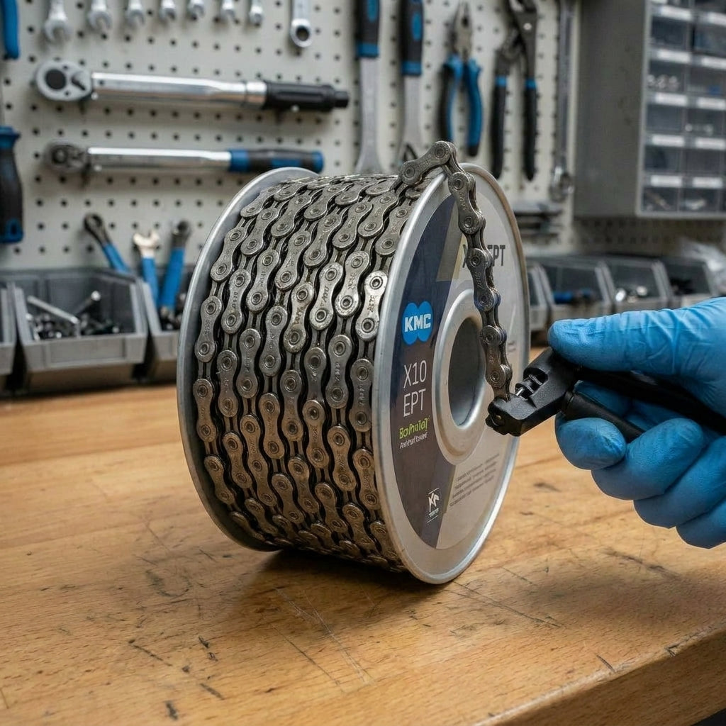 KMC X10 EPT 10-fach Fahrradkette 50 Meter Rolle Silber mit EcoProTeQ Rostschutz. Ideal für Werkstätten und Profis.