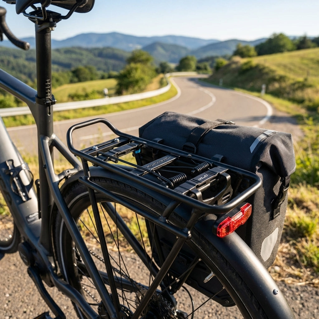 XLC Gepäckträger Carry more RP-R11 schwarz mit Packtaschenbügel am Fahrrad, 26-28 Zoll.