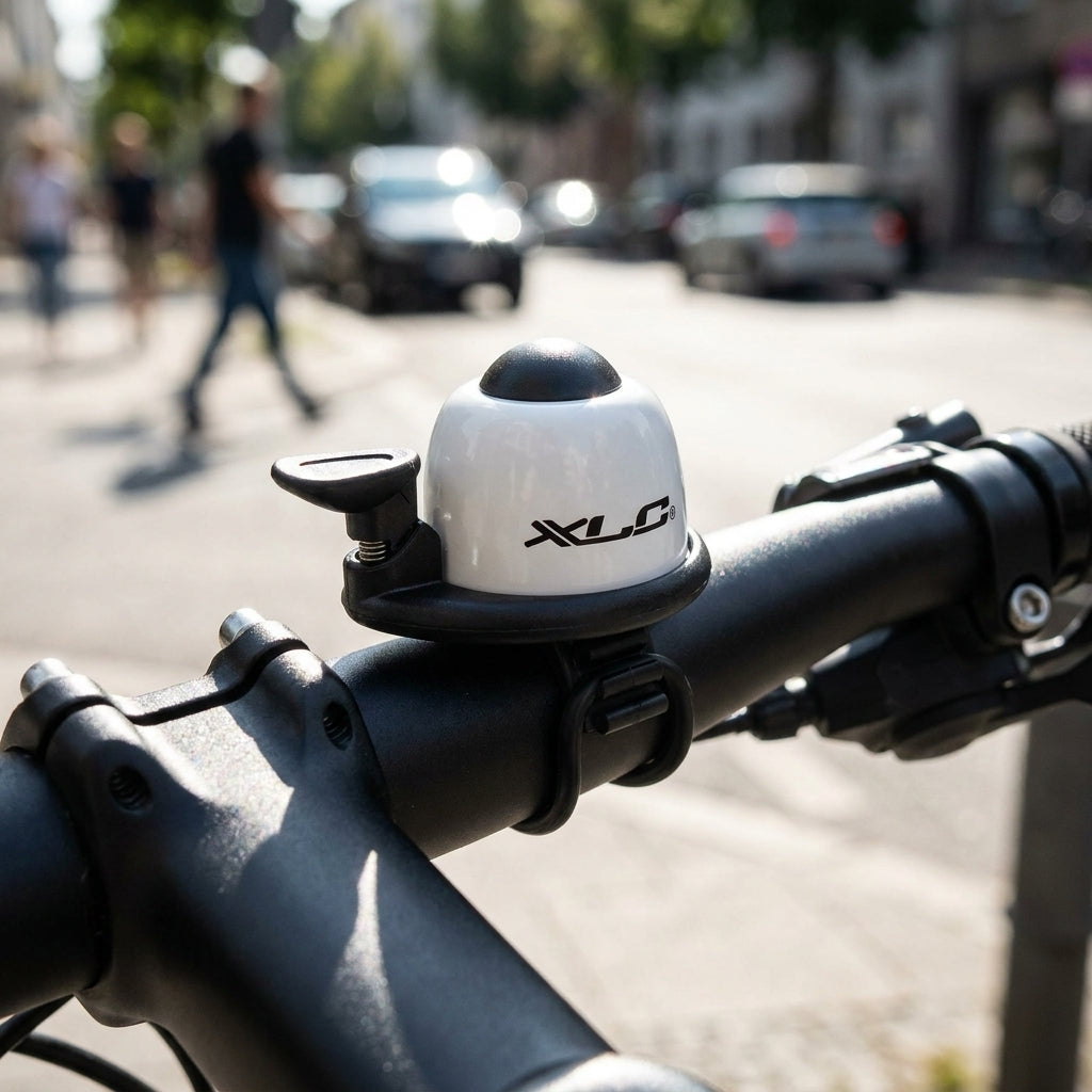 XLC Miniklingel DD-M07 weiß, sportliche Aluminium Fahrradklingel für Lenker. Robust, modern. Passt an MTB, Rennrad, Cityrad.