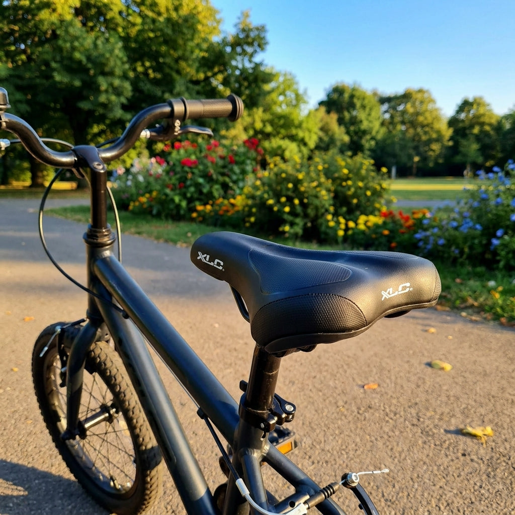 XLC Kinder-Sattel SA-K04 mit Sattelstütze. Ergonomischer und bequemer Fahrradsattel für Kinder. Ideal für sichere Fahrten.