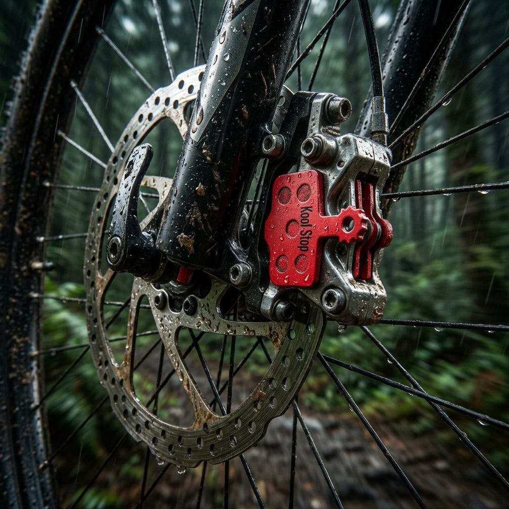 Kool Stop D-296 Scheibenbremsbelag rot für AVID Elixir am nassen MTB-Rad. Semi-metallisch, Top Nassleistung, leise.