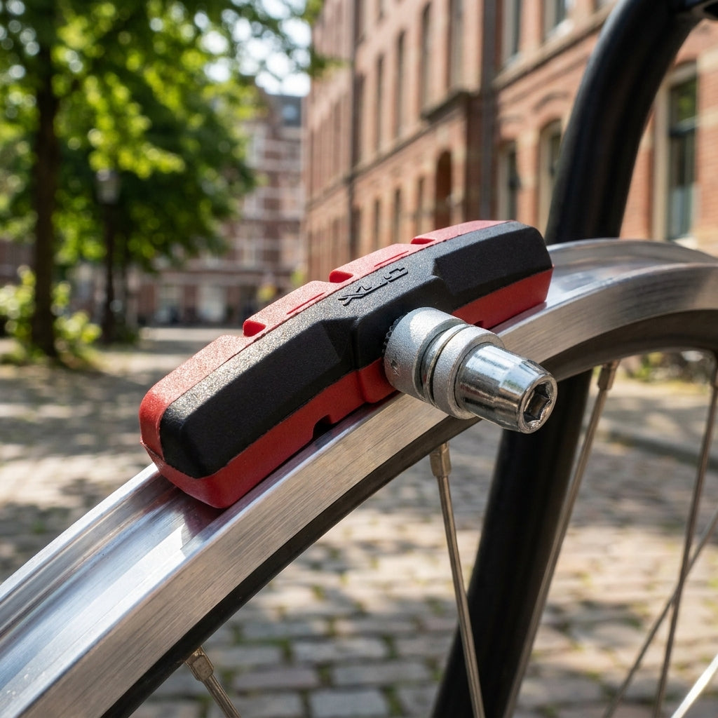XLC BS-V01 V-Brake Bremsschuhe 70mm schwarz/rot für Alu-Felgen mit Verschleißindikator. Sichere Fahrradbremsen.