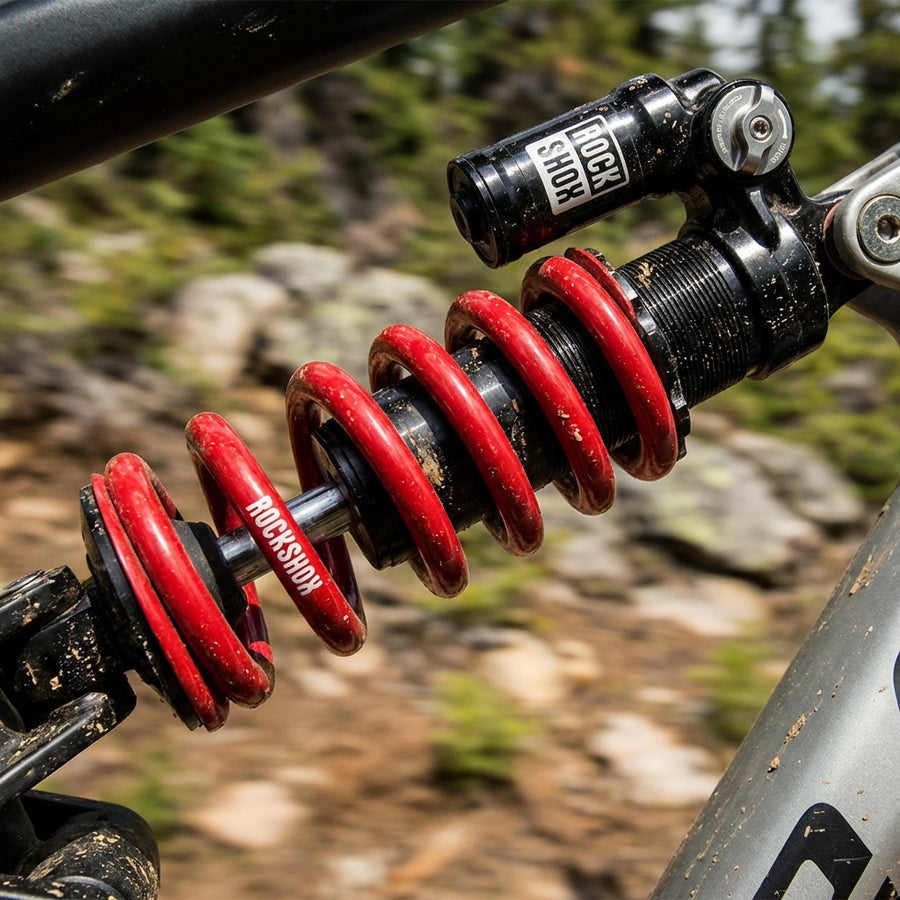 Rote Rockshox Feder 650LB für metrische Dämpfer. Mountainbike Performance Upgrade für präzise Federung und Kontrolle.