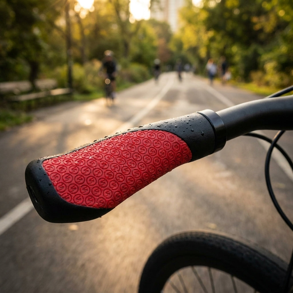 SRAM Comfort Griffe rot-schwarz 133mm, ergonomische Fahrradgriffe für optimalen Halt.