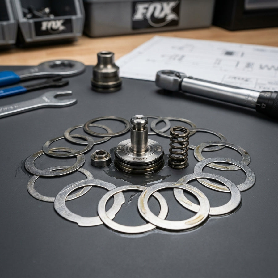 FOX Service Set Valve Stack Assy SCOTT Nude Linear Compression Medium für präzise Dämpfung und optimale Mountainbike Performance.