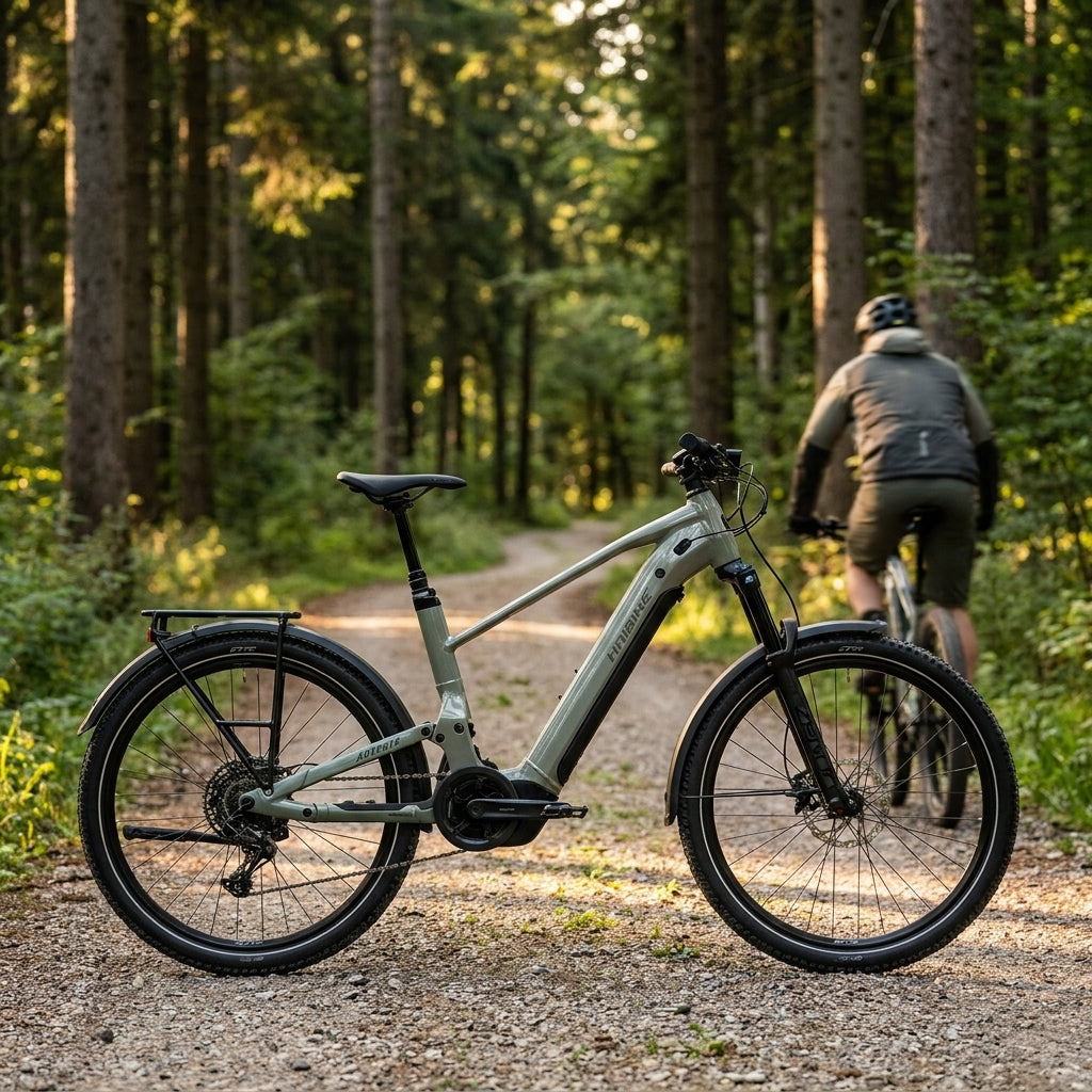 Haibike ADVENTR 4 Fully SUV E-Bike grey-bamboo. Komfortables Trekking E-Bike mit Bosch Motor und Vollfederung für Abenteuer.