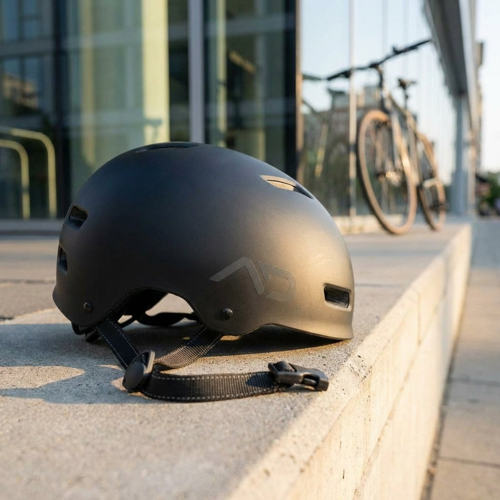 Schwarzer Ergotec RHD-01/2 Fahrradhelm aus ABS-Kunststoff für Herren und Damen im urbanen Design.