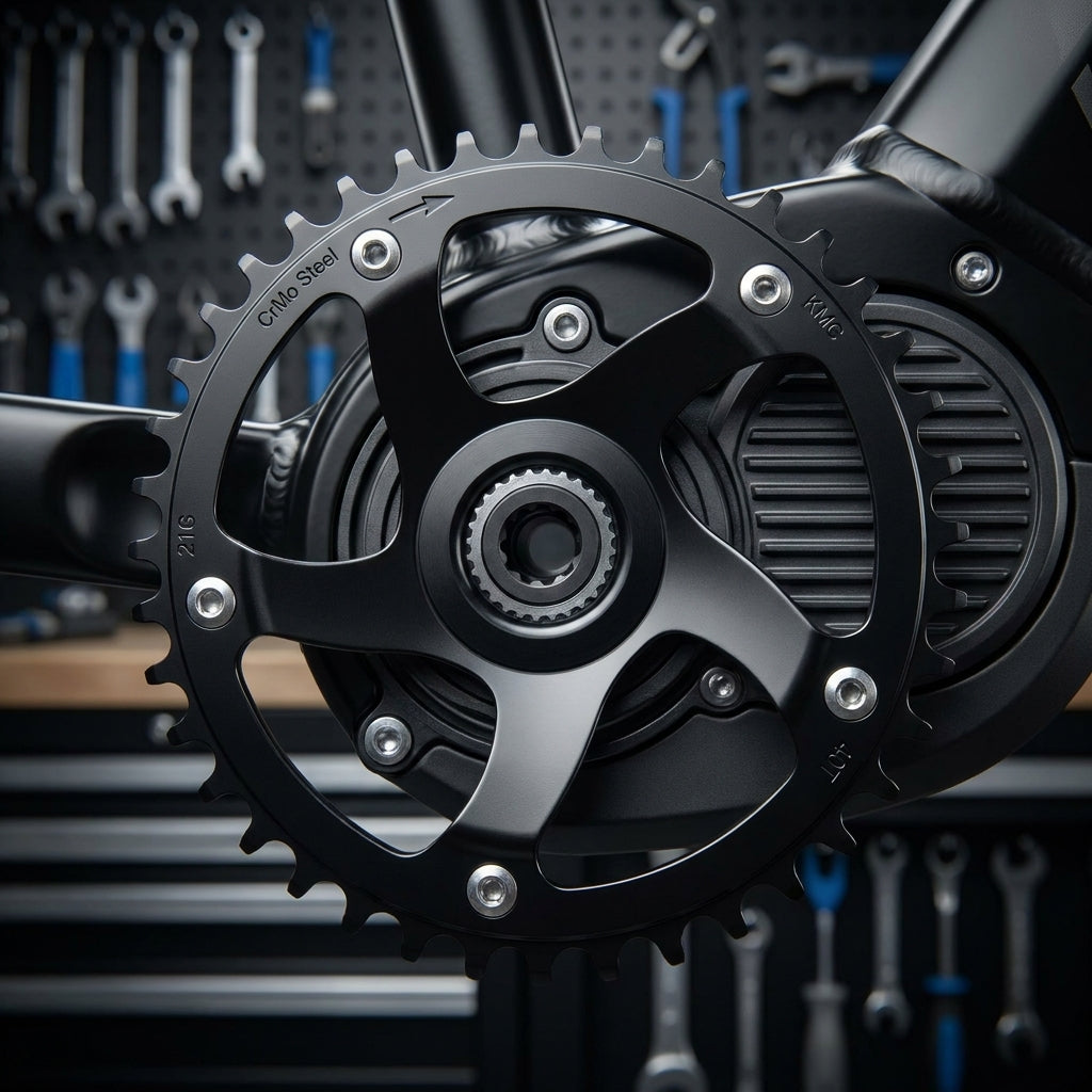 Schwarzes KMC Kettenblatt 40 Zähne CrMo Stahl Direct Mount für Bosch Gen4 E-Bike Motor.