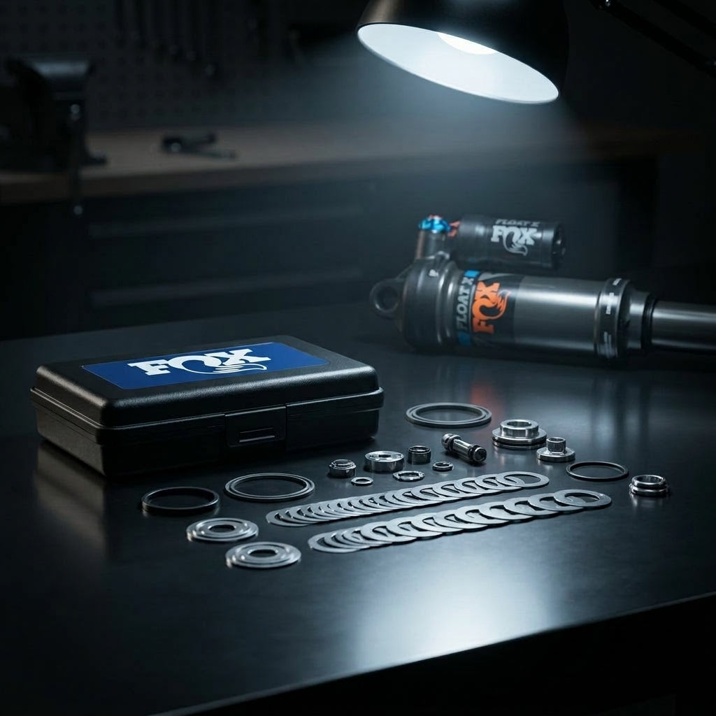FOX Service Set Valve Stack Assy für FLOAT X & DHX Dämpfer. Präzisions-Wartungskit für optimale Dämpfungs-Performance und Kontrolle.
