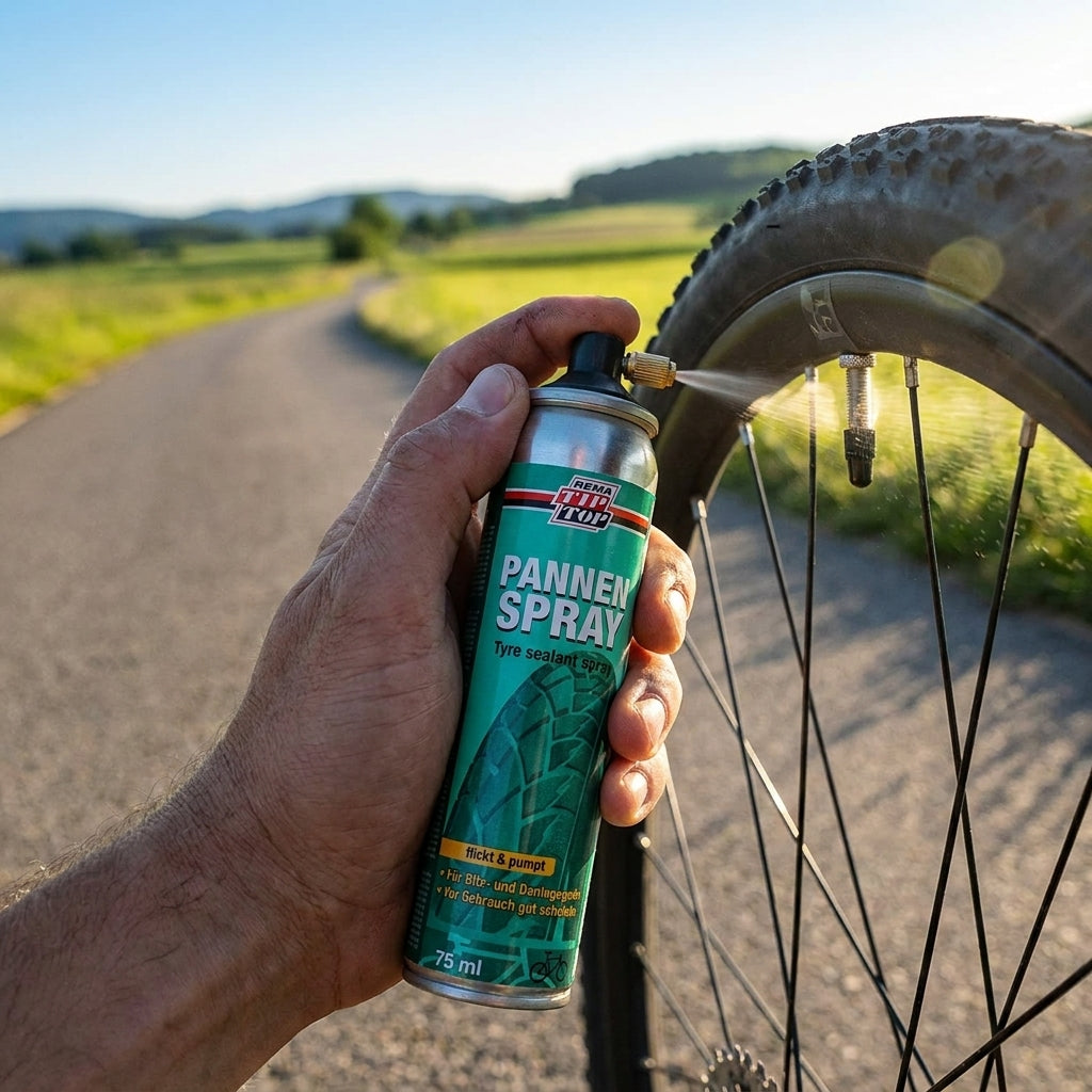 Pannenschutzgel Rema Tip Top Pannenspray 75 Ml - Fahrrad-reifendichtmittel Flickt & Pumpt Zugleich Für Blitz Dunlop- & Autoventile
