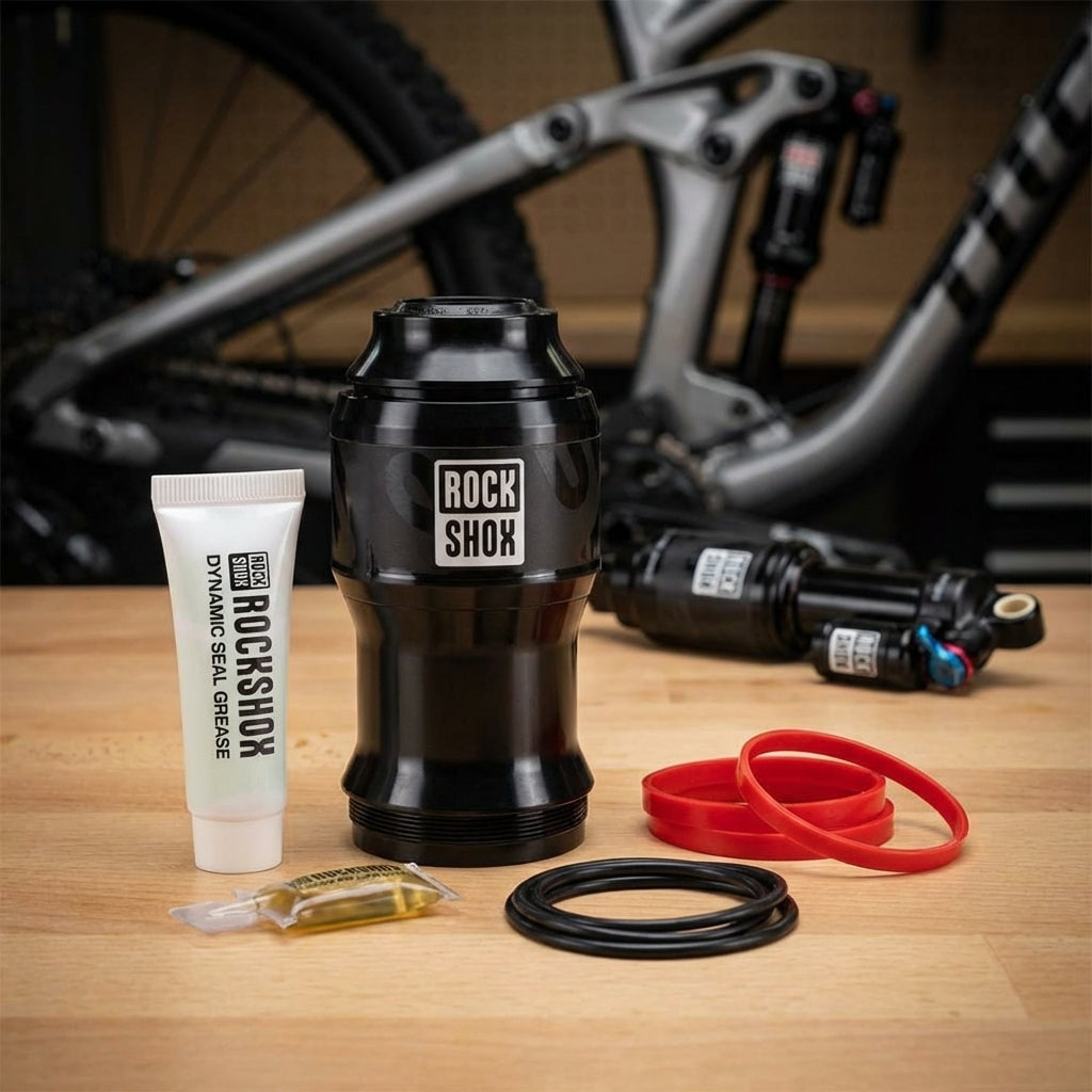 RockShox Air Can Upgrade Kit MegNeg Deluxe/SDeluxe für Mountainbike-Dämpfer mit Dichtungen, Fett und Öl.