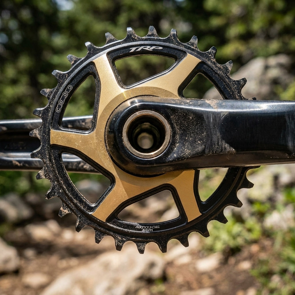 TRP Kettenblatt EVO 12 CR-M9050 1x 30T Schwarz/Gold für 12-fach Antriebe. Präzise CNC-Performance für Mountainbikes.