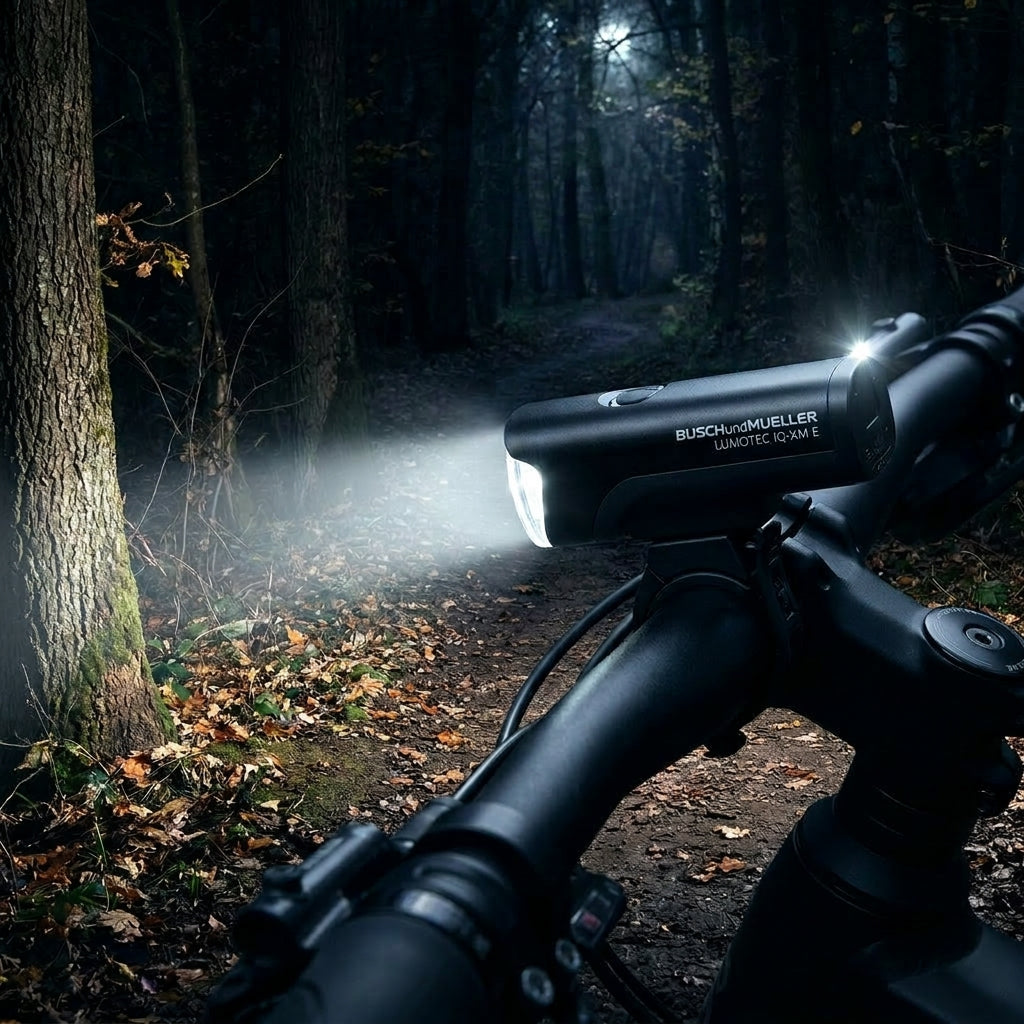 Busch+Müller LUMOTEC IQ-XM E Highbeam LED-Scheinwerfer für BOSCH E-Bike System 2. Starkes Licht für sichere Fahrten.