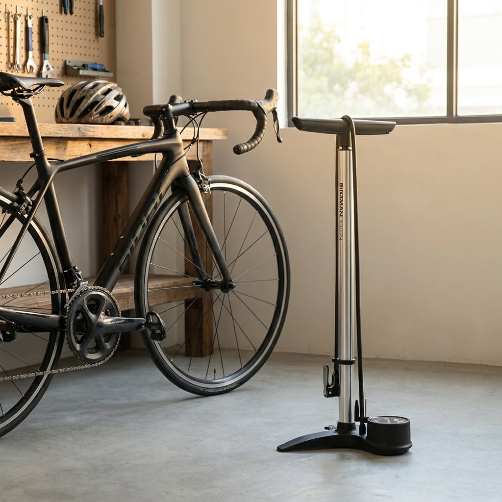 Birzman The Pump Flick-It II Standpumpe. Innovative Fahrradpumpe mit Flick-It-Technologie, 160 PSI/11 bar für Presta/Schrader Ventile.