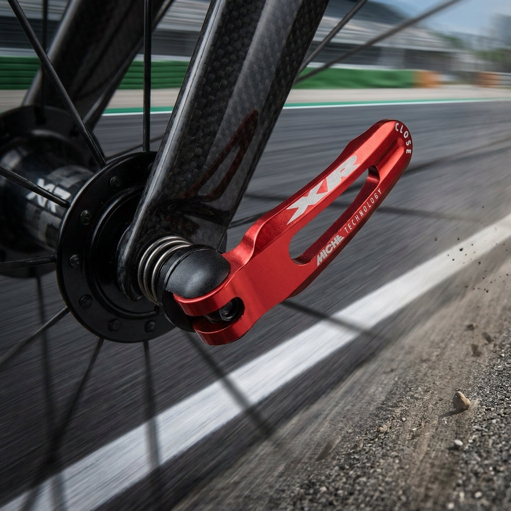 Miche XR Race Schnellspanner Set in Rot. Leichtgewichtig (105g) für Rennräder. Performance-Upgrade, Tuning, langlebig.
