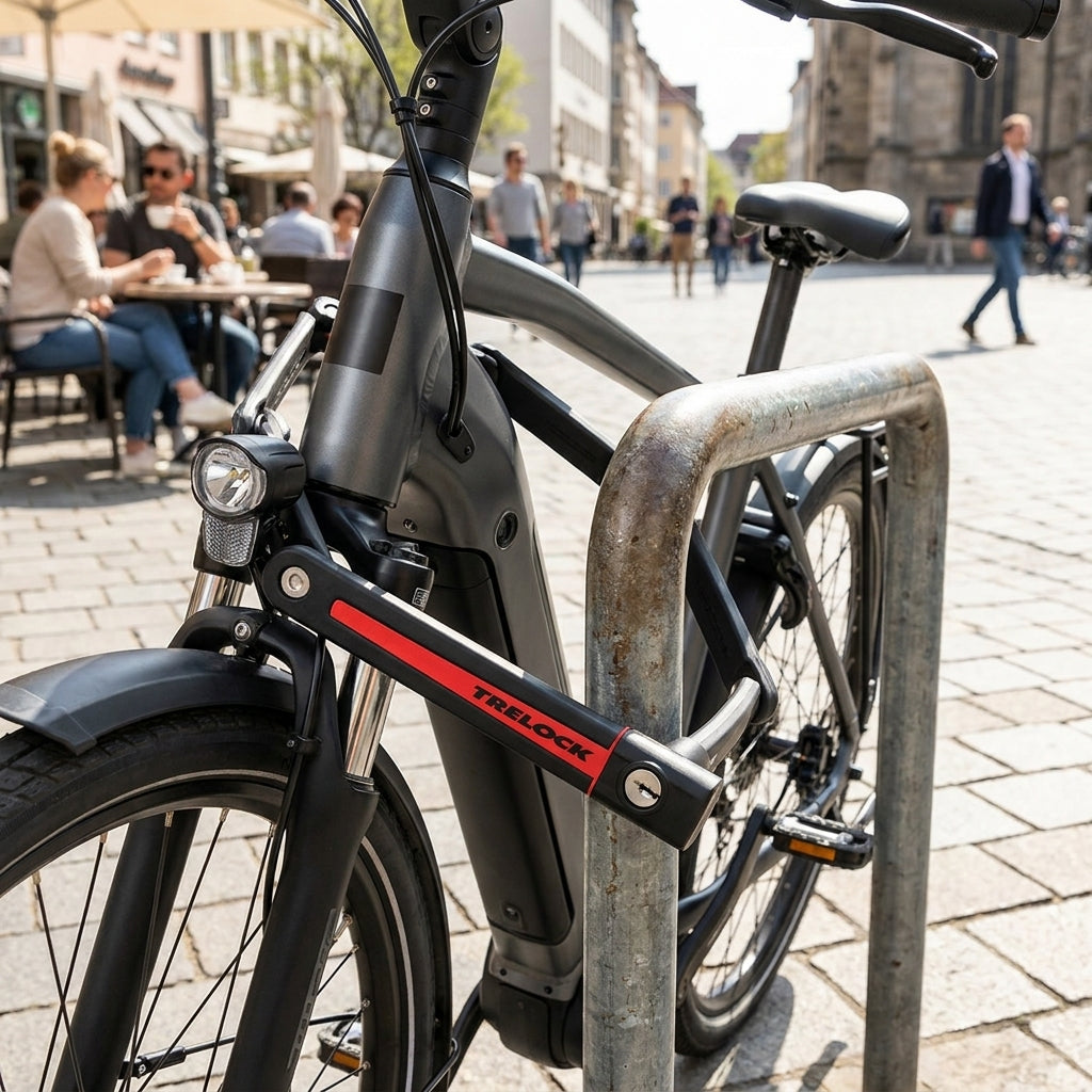 TRELOCK Faltschloss FS 280 TWO.GO 80cm sichert E-Bike an Fahrradständer. Kompaktes, sicheres Fahrradschloss für die Stadt.