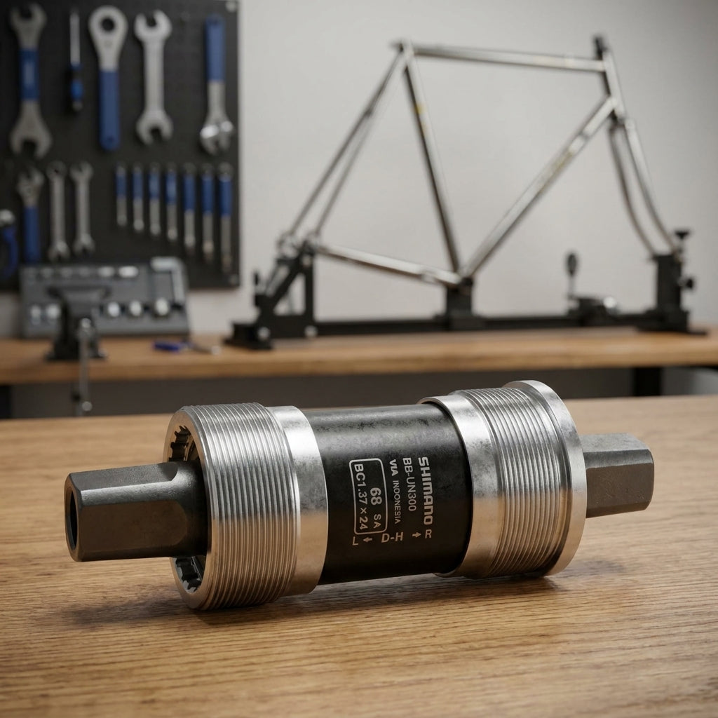 SHIMANO UN300 Innenlager 68/115mm BSA. Zuverlässiges Tretlager für klassische Fahrräder. Langlebige Shimano Qualität für reibungslose Fahrten.