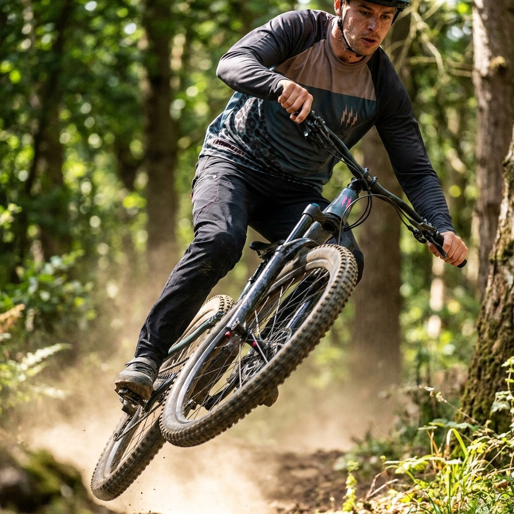 Muc-Off Long Sleeve Riders Jersey Gr. L Grey Stone Leopard - Atmungsaktives Mesh-Trikot