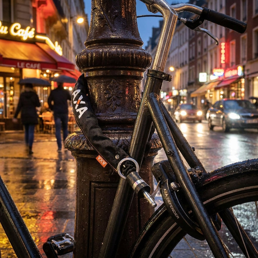 AXA Einsteckkette RLC PLUS 100/5,5 schwarz. Robuster Fahrrad Diebstahlschutz für AXA Defender Ringschlösser. Doppelte Sicherheit.
