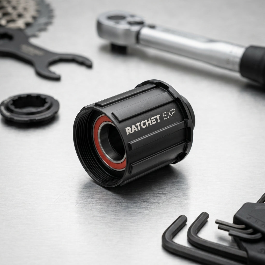 DT Swiss Freilauf Umrüstkit Shimano Ratchet EXP für Naben. Schwarzes Präzisionsteil für einfache Fahrrad-Upgrades.