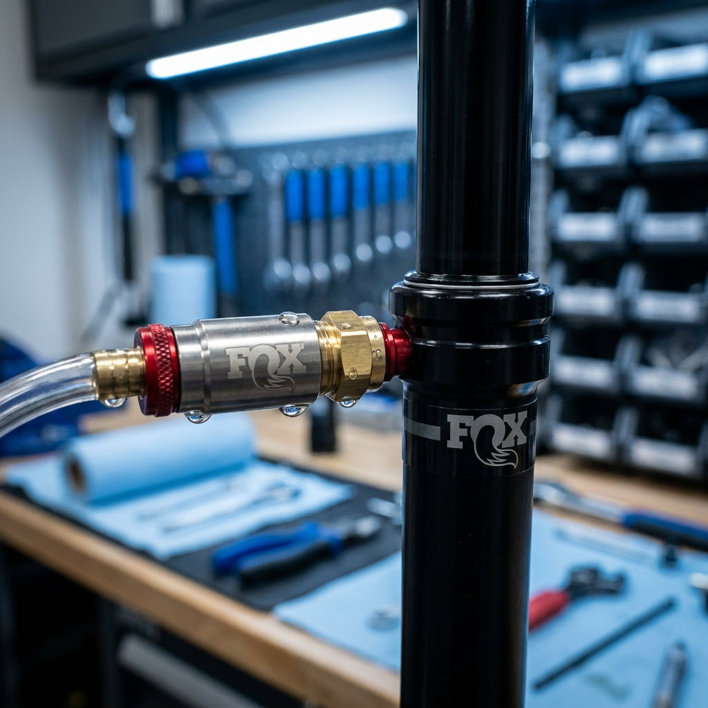 FOX Tooling: Transfer Vacuum Bleed Fitting - präzises Entlüftungswerkzeug für FOX-Sattelstützen
