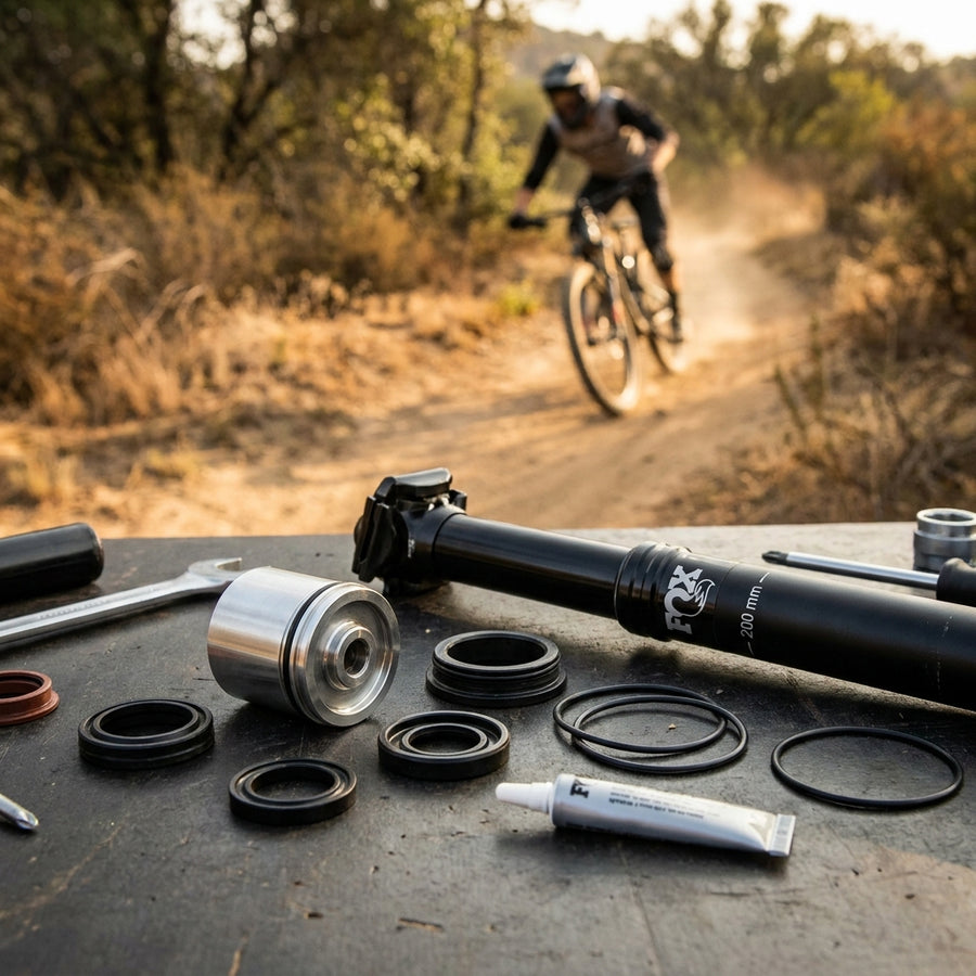 FOX Service Set Piston für Transfer Sattelstütze 200 mm Drop. Wartungskit für zuverlässige Fahrrad-Performance und Langlebigkeit.