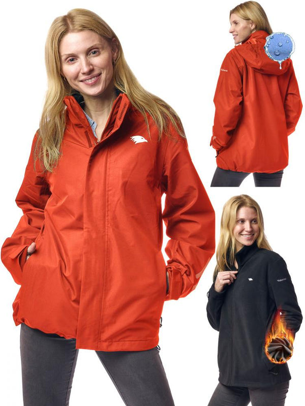 Valkental Damenjacke 3in1 Smart Jacket wasserdichte Jacke mit Fleece Zipp-In 3XL rot