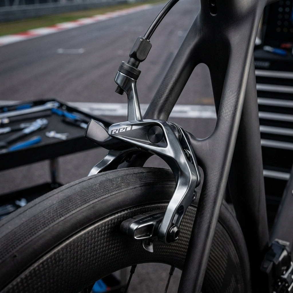 SRAM RED AXS Hinterradbremse für Rennrad: Aero Link, SwissStop Carbon-Beläge. Maximale Bremskraft und Präzision.