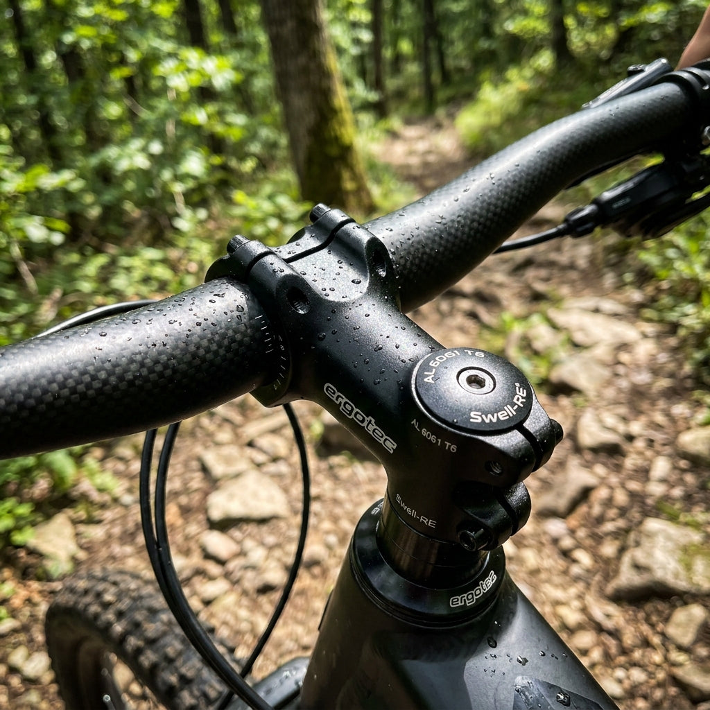 Humpert Ergotec Swell-RE MTB Vorbau, schwarz, 35mm Klemmung, -20°/+40° verstellbar. Für Mountainbike & E-MTB.