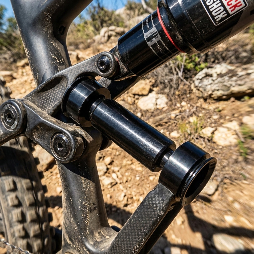 RockShox Dämpfer-Hardware 3-teilig 1/2" 6x31.75 Standard an Mountainbike-Hinterbau.