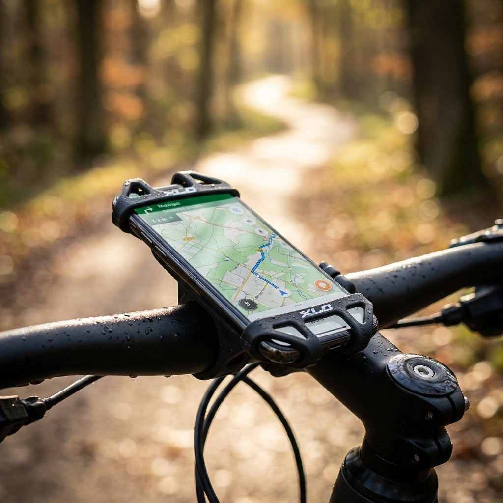 XLC BV-X11 Smartphonehalterung schwarz aus Silikon für sicheren Halt am Fahrradlenker. Perfekt für Navigation.