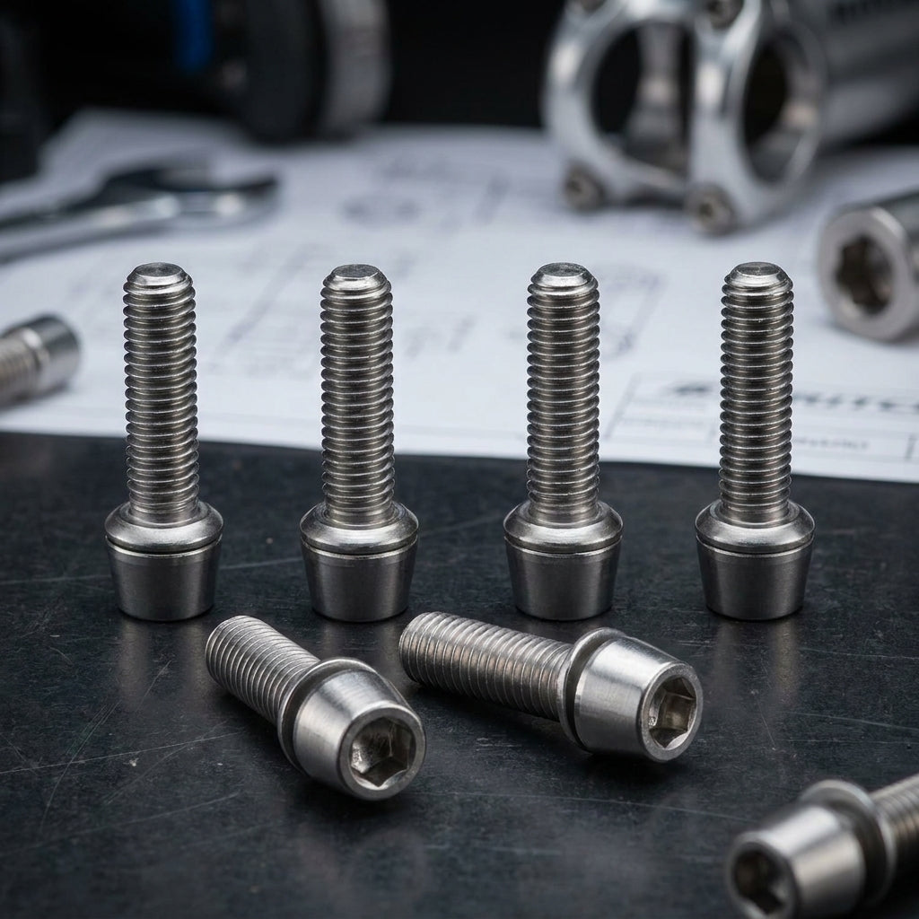 Ritchey WCS-Comp 4Axis Vorbauschrauben aus Edelstahl, silber, langlebig und korrosionsbeständig für Fahrradvorbauten.