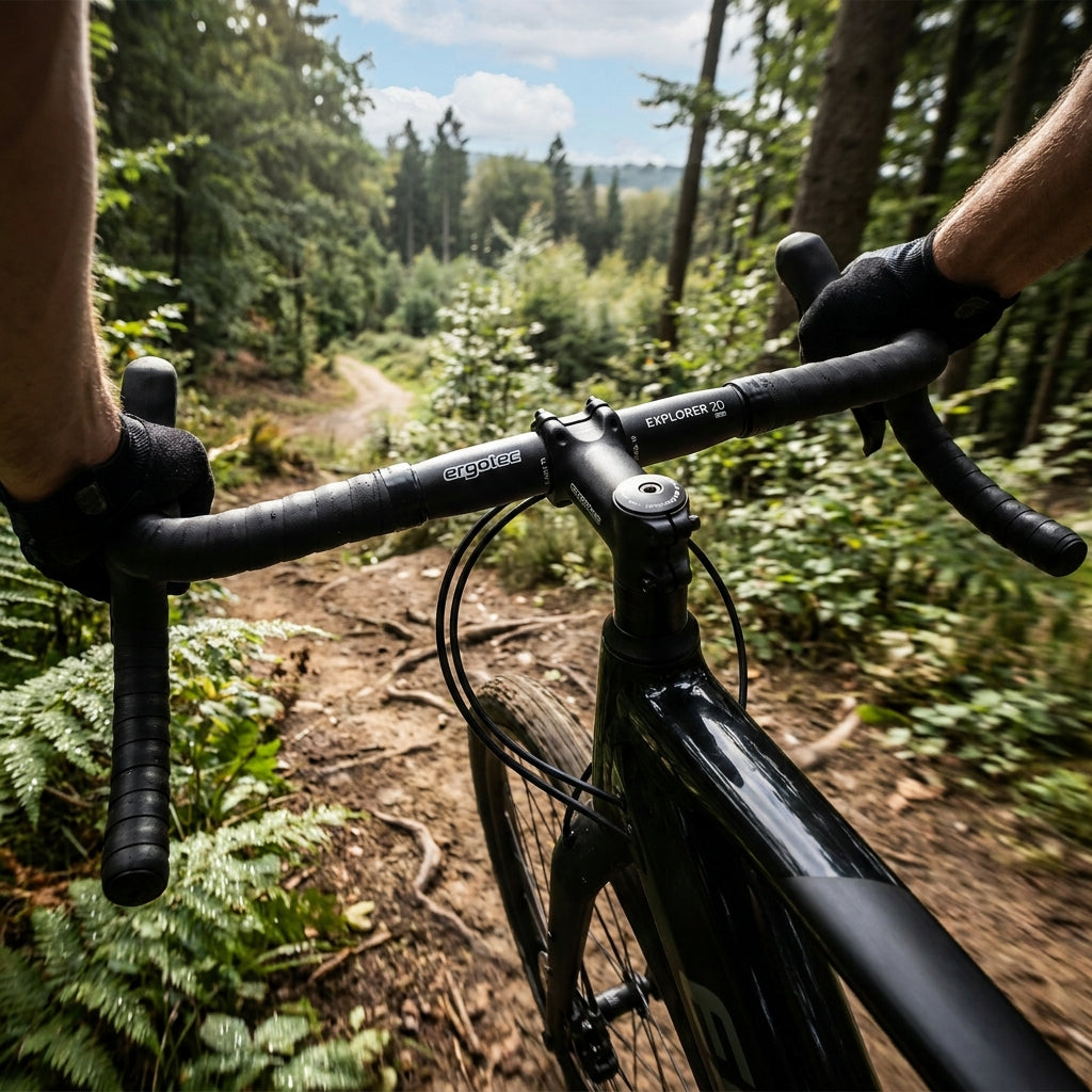 EXPLORER Humpert/Ergotec EXPLORER 20 Gravel-Lenker 420mm 31 - 31.8 mm - 8mm AL 6061 T6 Schwarz - Safety Level 6