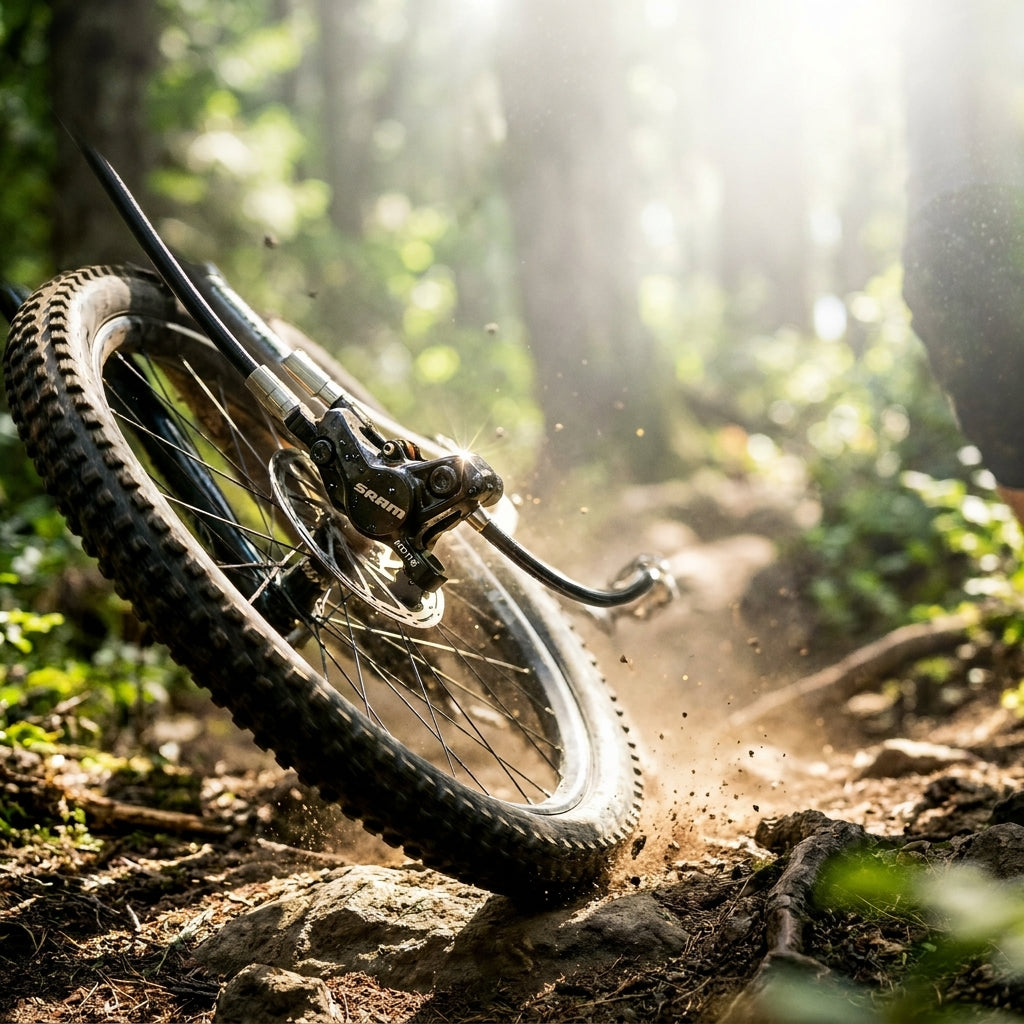 SRAM Motive Bronze vorne 4-Kolben Scheibenbremse. High-Performance für XC & Trail Bikes. Stealth Design, präzise Kontrolle.