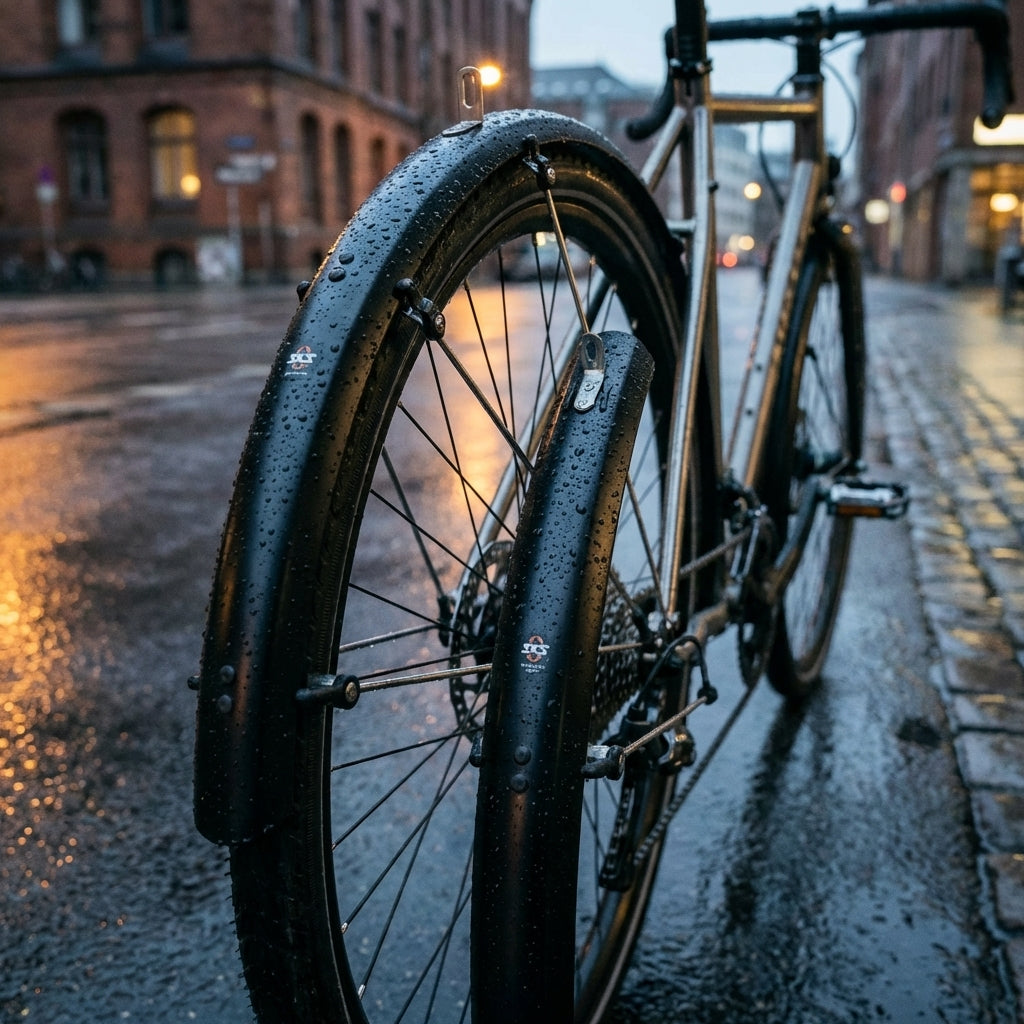 SKS BLUEMELS Basic 28" Schutzblechset in Schwarz am Fahrrad im Regen, robust & schützt vor Schmutz/Spritzwasser.