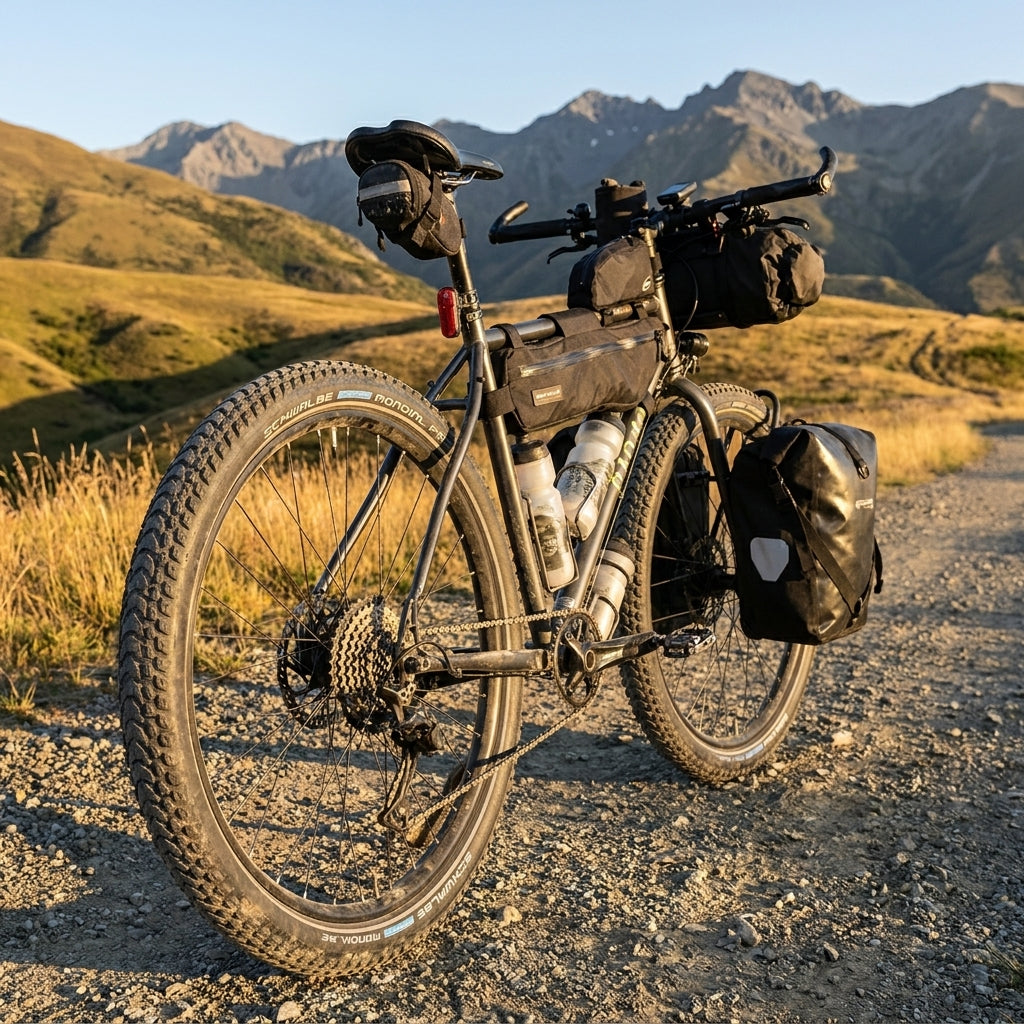 Schwarzer Schwalbe Marathon Mondial Pro Evolution Reifen am Tourenrad für maximale Pannensicherheit auf Tour.
