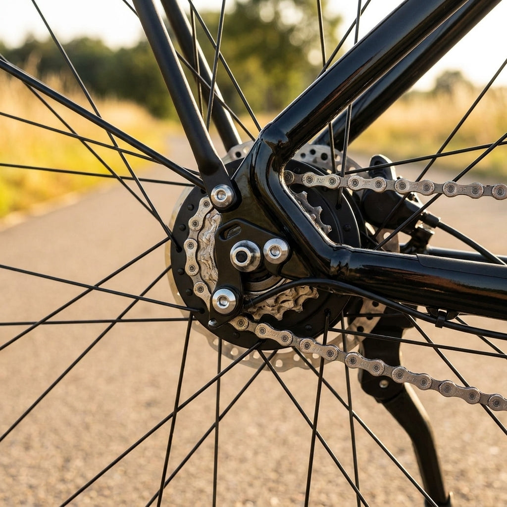 Fahrrad-Hinterrad Winora Tria V2 mit XLC Schaltauge DO-A114, Nabenschaltung, Freilauf und Kette.