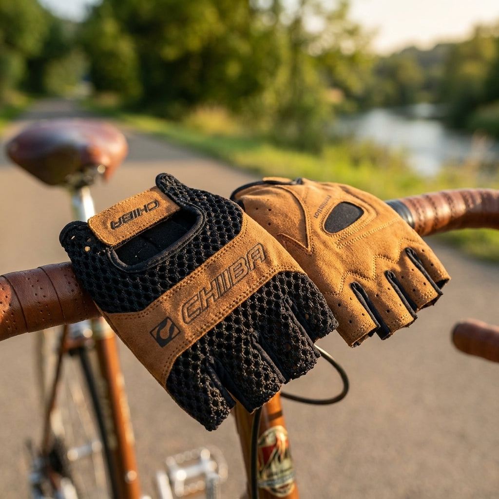 Retro - Radhandschuhe Xl Schwarz/braun, Gehäkelte Oberhand, Gepolstert