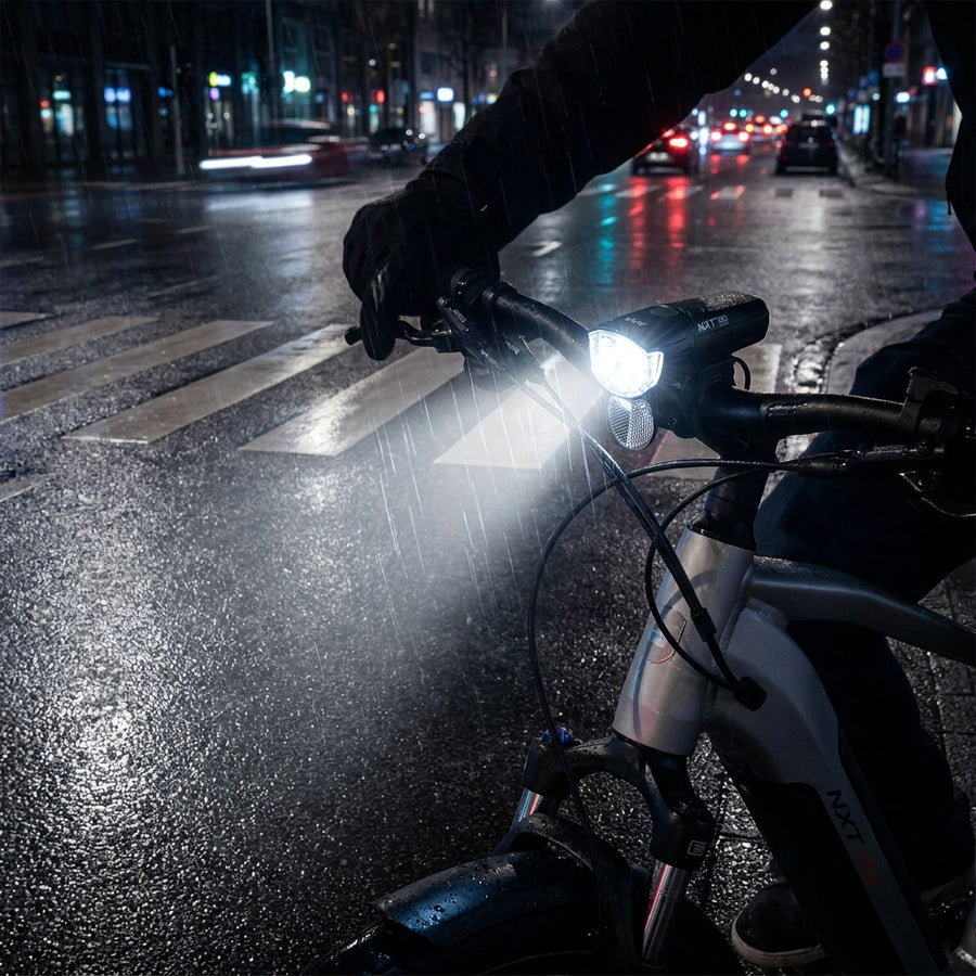 AXA NXT 130 E-Bike Frontleuchte 12V, 130 Lux. Extrem hell für maximale Sicherheit und Sichtbarkeit auf E-Bikes.