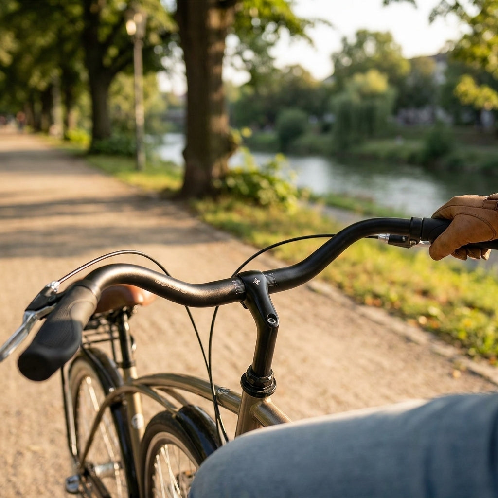 Ergotec Moon Cruiser Lenker 60° schwarz am Fahrrad, ergonomisch und komfortabel beim Fahren.