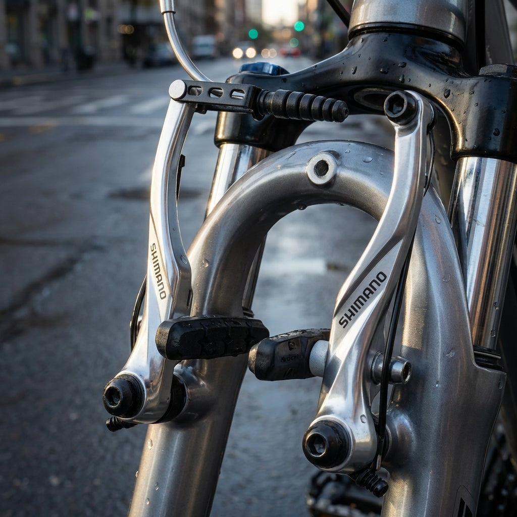 SHIMANO ALIVIO BR-T4000 V-Brake, silberne Vorderbremse für Felgenbremsen am Fahrrad.