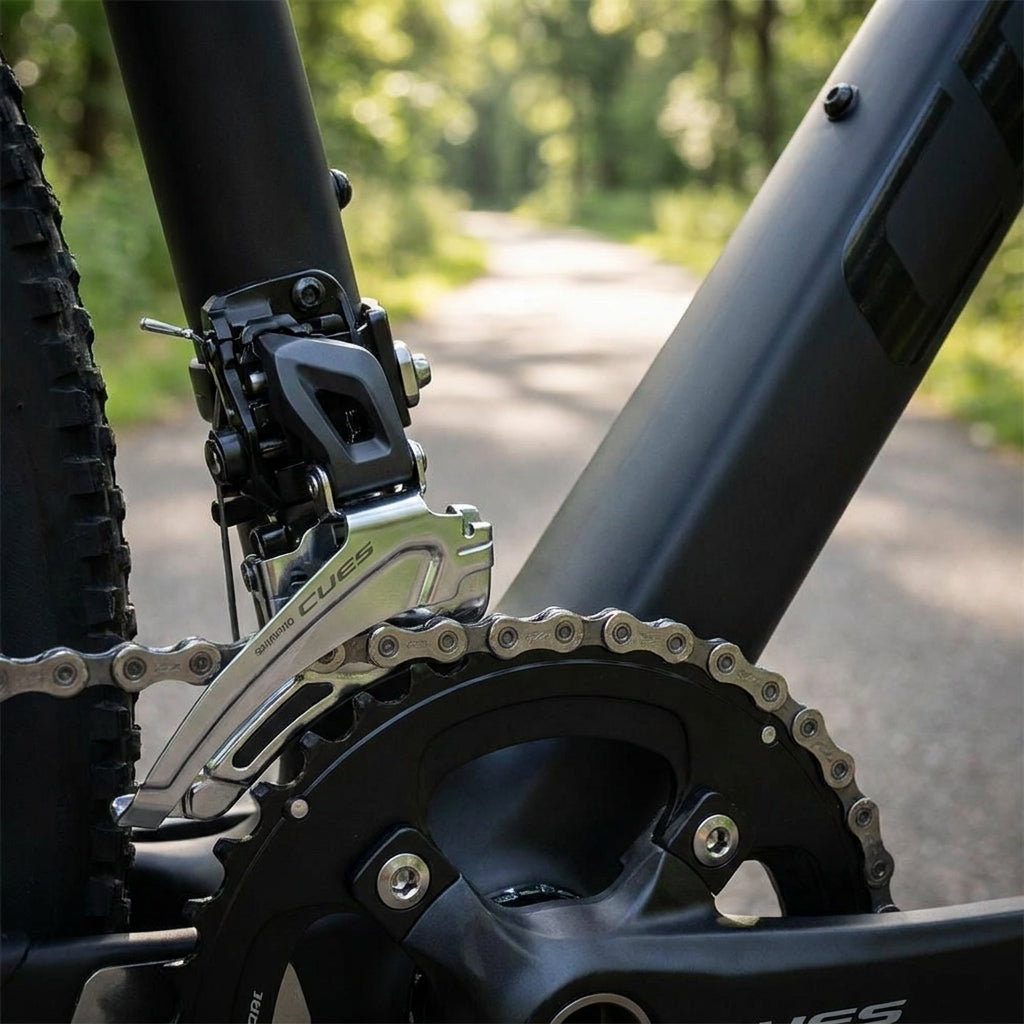 SHIMANO Umwerfer CUES 10/11-fach für präzise Schaltvorgänge am Fahrrad. Top Swing, Dual-Pull Schelle. Optimiertes Fahrgefühl.