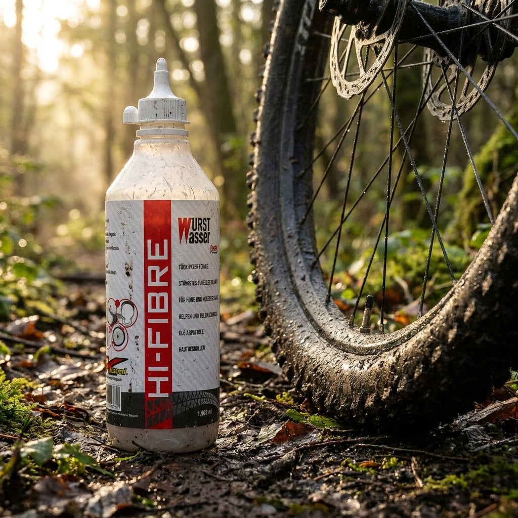 MaXalami Wurstwasser Hi-Fibre Reifendichtmittel 1000ml Flasche für zuverlässigen Pannenschutz am Fahrrad. Ideal für MTB, Gravel.