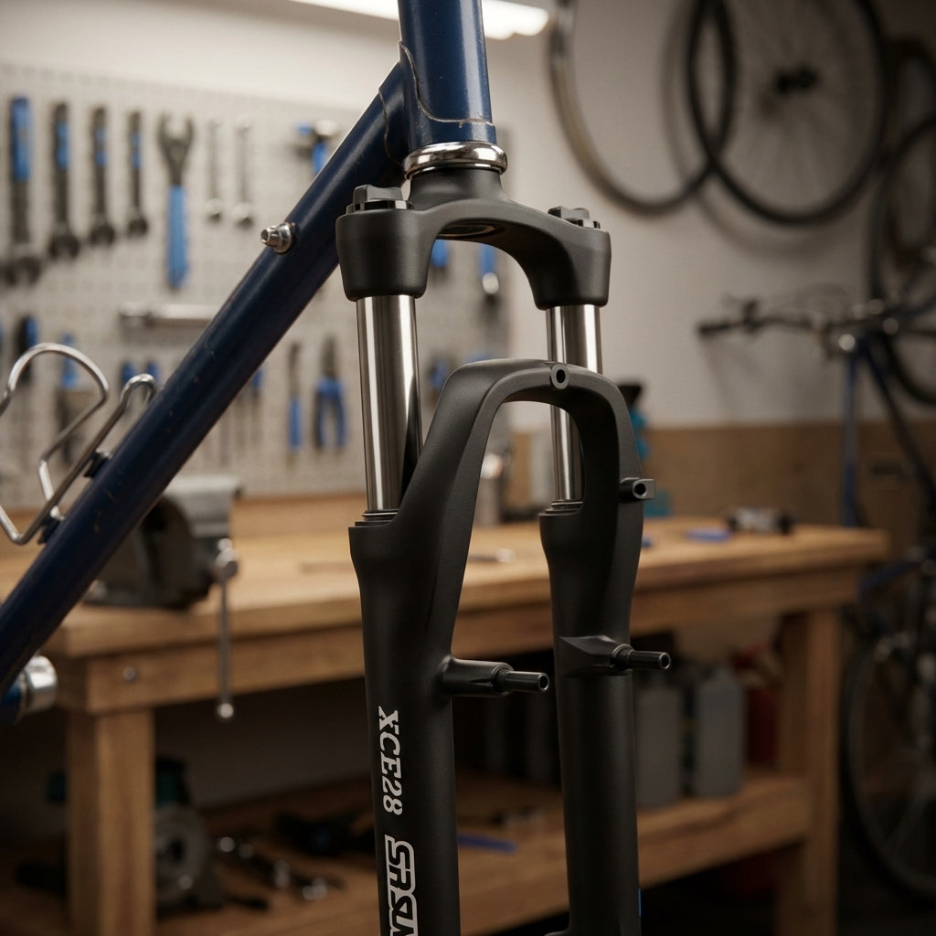 SR Suntour XCE Federgabel 26 Zoll 80 Millimeter V-Brake schwarz 1 Zoll Gewindeschaft SL 180 Millimeter 55 Millimeter Gewinde