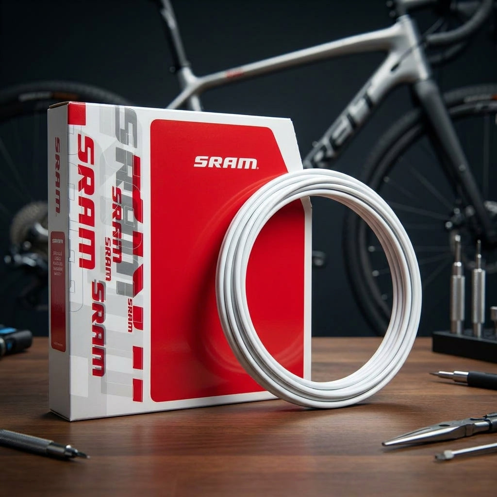 SRAM Schaltzug Außenhülle weiß 4mm, 30m Rolle für präzise Fahrradschaltung. Ideal für Rennrad, MTB, Trekkingrad.