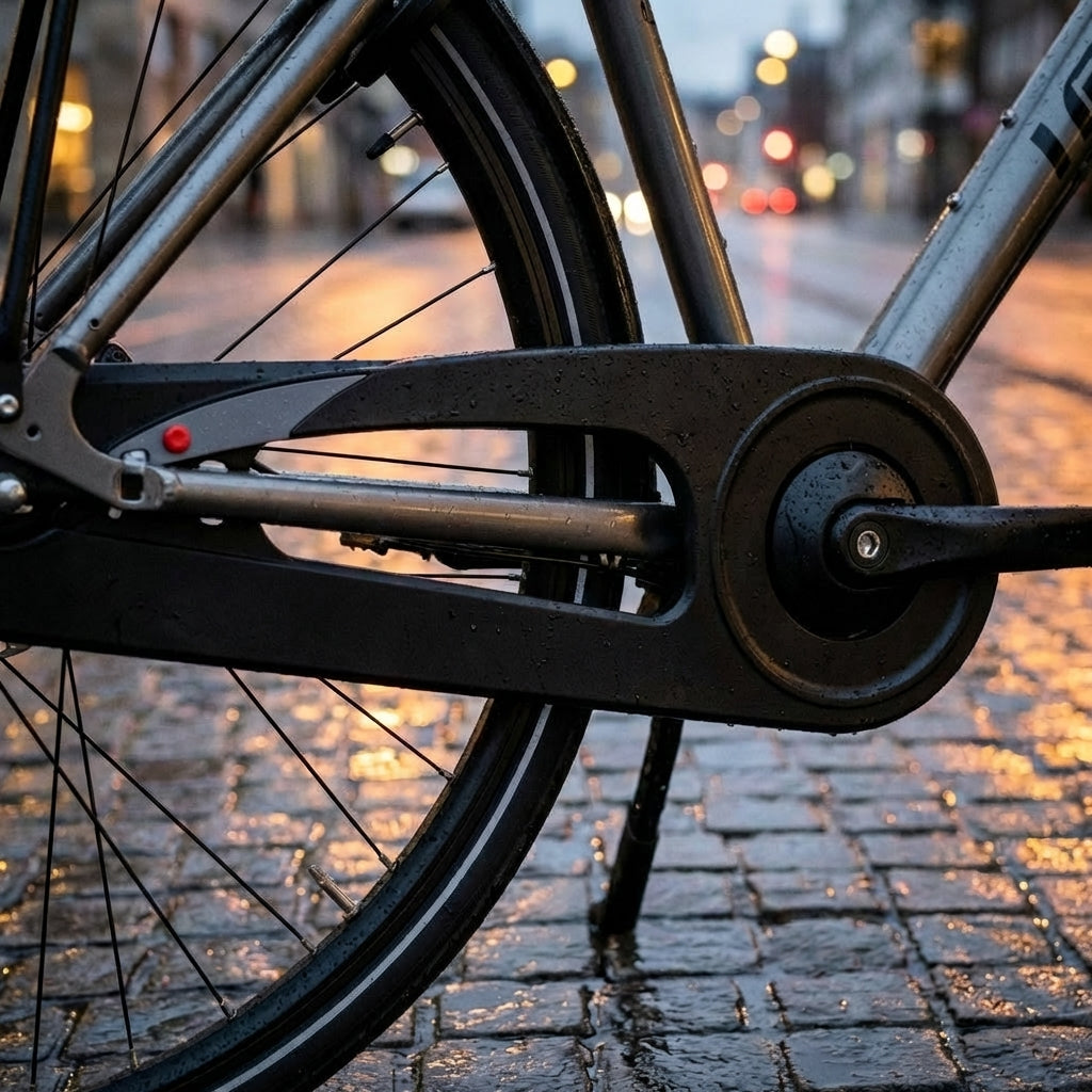 Hebie Kettenschutz 0395 einflügelig in Schwarz für City-Fahrräder schützt Kleidung vor Kettenfett.