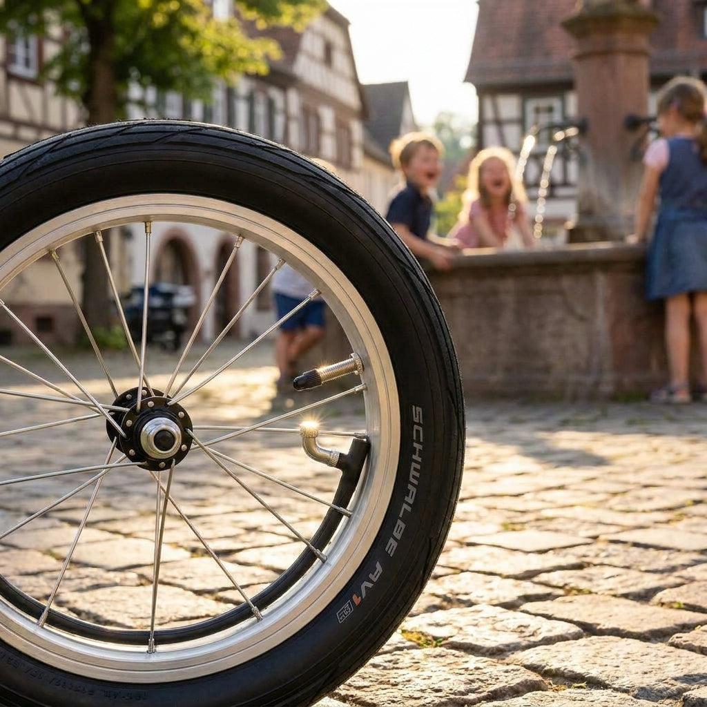 Schwalbe Schlauch AV1 für 12 Zoll Kinder- & Laufräder. Hochwertiger Butylschlauch mit 45° Autoventil für leichte Montage.
